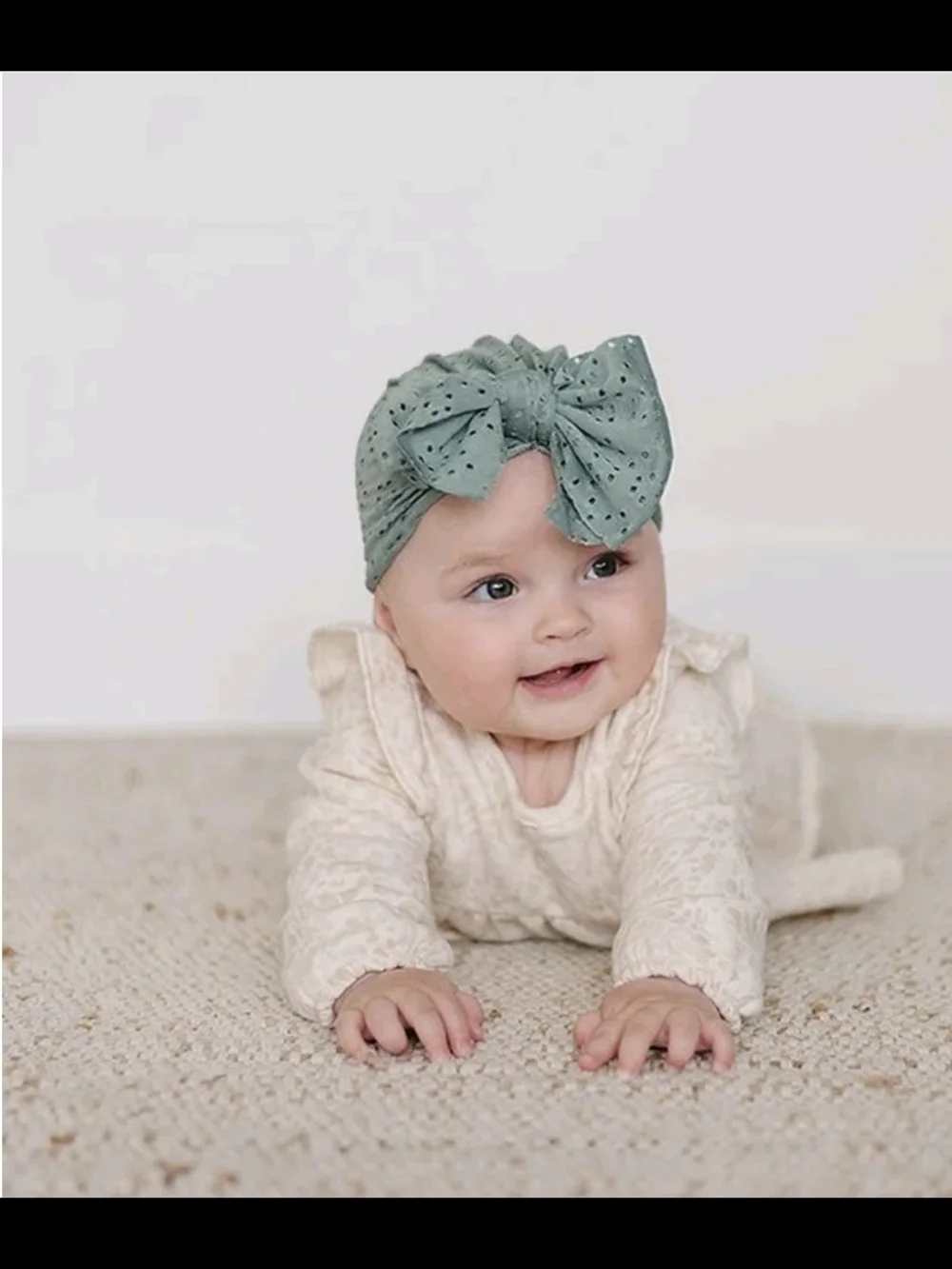 Soft Knit Baby Headwrap Bow in Sage Green, White, Pink & Lilac